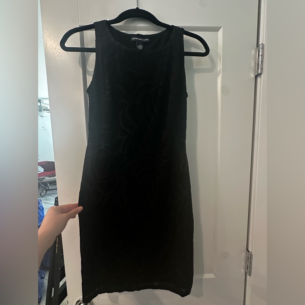 American Living Black Textured Midi Dress